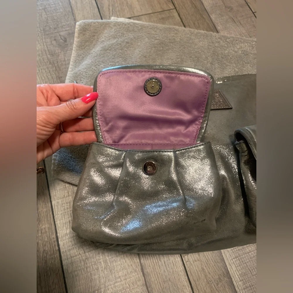 Coach Metallic Silver Poppy Hobo Bag